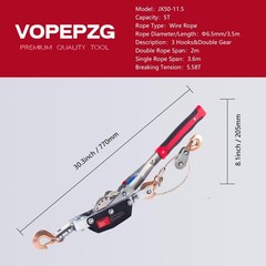 Come Along Winch,5 Ton Capacity with 11.5FT Steel Cable,Heavy Duty … Fast Ship