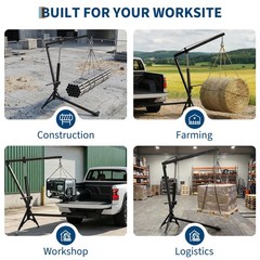1000 lbs Hydraulic Pickup Truck Crane Hitch Mounted 360° Swivel Steel Hoist Lift