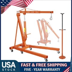 2 Ton Folding Engine Hoist Shop Crane with 3/4Ton Underhoist Support Stand Combo