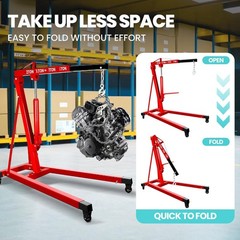 2T/4409LBS Hydraulic Engine Crane Hoist Motor Cherry Picker Shop Crane Lifting
