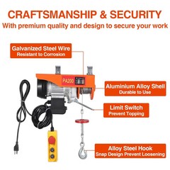 440LBS Electric Winch, Steel Electric Lift, 110V Electric Hoist With 13Ft Remote