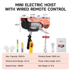 CREWORKS Electric Hoist Winch with Remote 2500 lbs Ceiling Pulley Overhead Crane