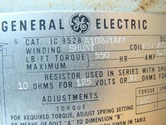 General Electric Shunt Brake 10OHMS, for 125 volts , A102J1AA1