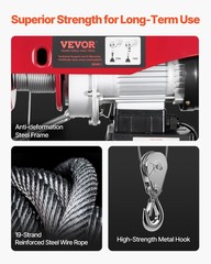 VEVOR Electric Hoist 440lbs Crane Winch with Wireless Remote Control 480W 110V