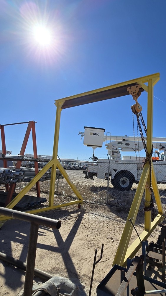 Portable Gantry Crane with 5-Ton MAGNA Manual Chain Hoists Adjustable I-Beam -O