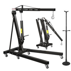 2 Ton Folding Engine Hoist Shop Crane with 3/4Ton Underhoist Support Stand Combo