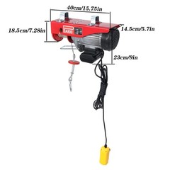 1760lbs 1350W Electric Hoist with 13ft Lifting Belt+3.2ft Metal Ring Axle Belt
