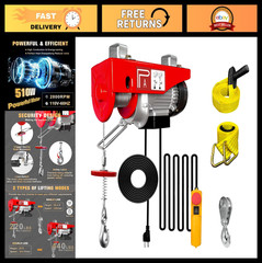 Electric Hoist 440 lbs with 13ft Remote Control, 110V Winch, 39.4ft Lift Height