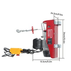 PA200 440lbs Electric Hoist w/ 14ft Remote, Dual Hook System, 110V 510W Motor