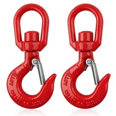 2Pcs 1 Ton Swivel Lifting Hook Heavy Duty, Round Rotating Hook with Safety La…