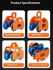 Manual Push Cart with Hand-Operated 0.5/1/2-Ton I-Beam Pulley Block