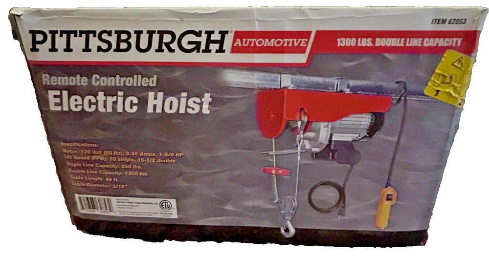 PITTSBURGH 120 Volt, Electric Hoist with Remote Control, Cable Length 48ft