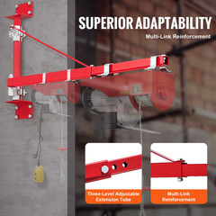 Electric Hoist Support Arm Swing Holder with Pole Steel Hoist Frame 180° Scaffol