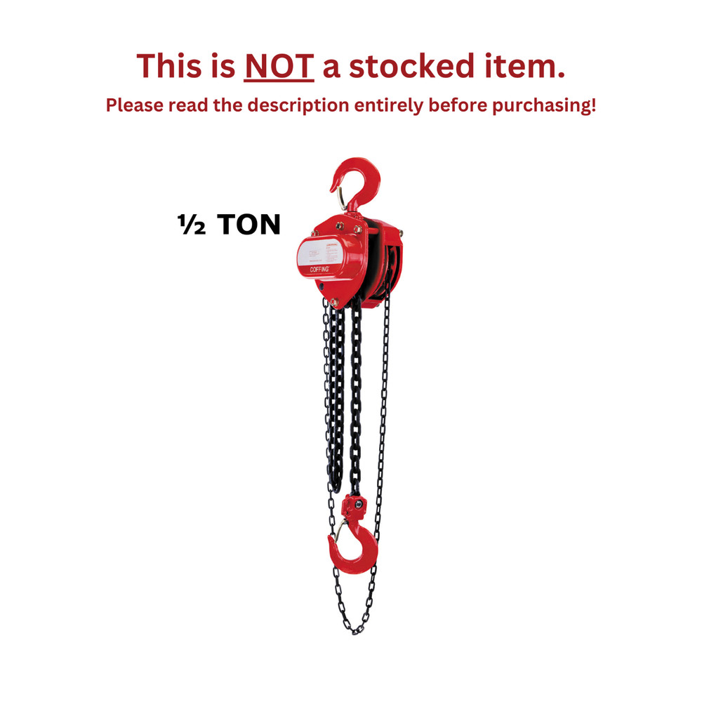 CMCO – COFFING LHH HAND CHAIN HOIST – 1/2 TON CAPACITY – 10 FT LIFT