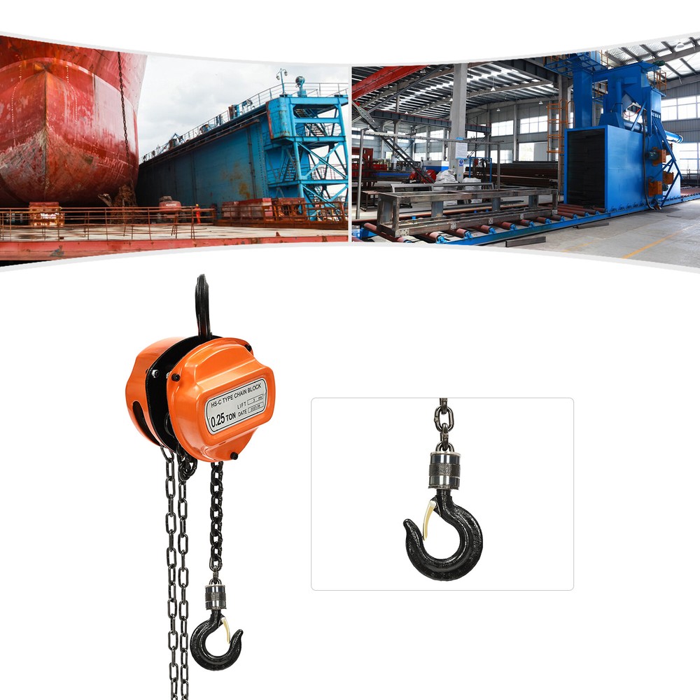 551lbs Chain Hoist Manual Puller Hoist 0.25 Ton Industrial 3M Lifting With Hook