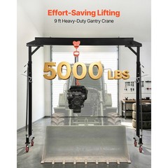 Uimoso Adjustable Gantry Crane 5000 lbs Portable 100.4″-147.6″ w/Manual Trolley