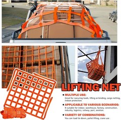 Cargo Lifting Net 1100LBS Polypropylene Polyester 3.28×3.28ft Safety Mesh Straps