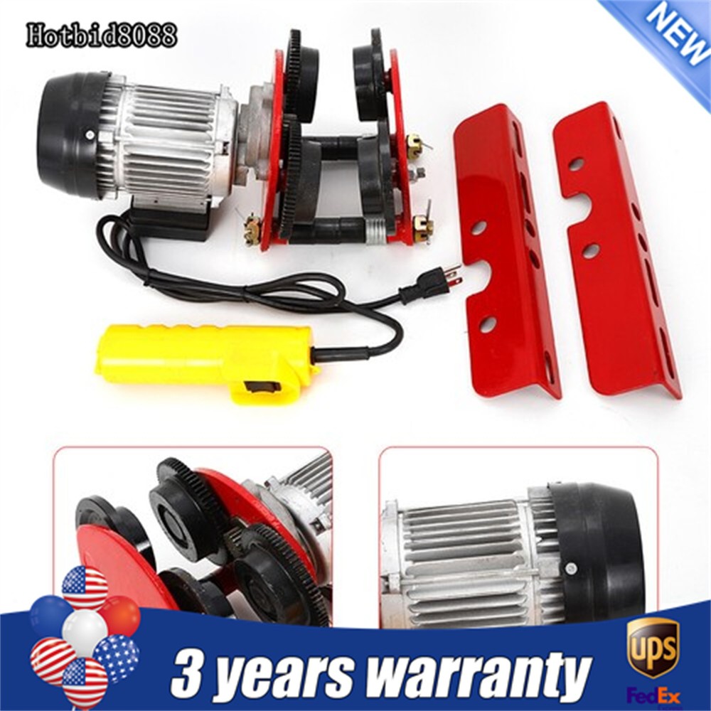2200lbs Electric Wire Rope Hoist Trolley Overhead Motor Winch Hoist Garage Crane