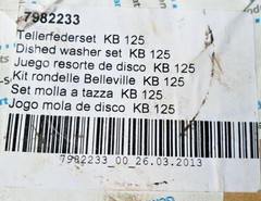 (QTY:5) DEMAG 7982233 ADJUSTING DISC SPRING SET KB 125