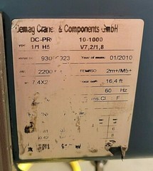 DEMAG ELECTRIC CHAIN HOIST 1/1 H5 V7,2/1,8 440/480V 2200LBS 200″ DROP – USED