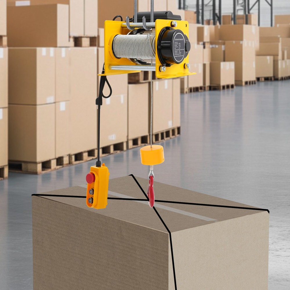 PA400 Electric Hoist 1KW Corded Winch 400kg/881lb Wired Control Yellow