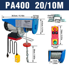 880Lb Electric Hoist, 2-in-1 Remote/Wired Control, 110V, 65.6Ft Lift Height